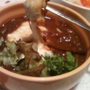 もっちりチーズ入りほうれん草入りカレーのフォンデュ